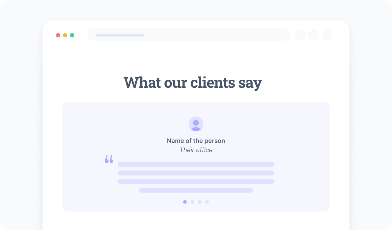 Schema-only template for a testimonial section.