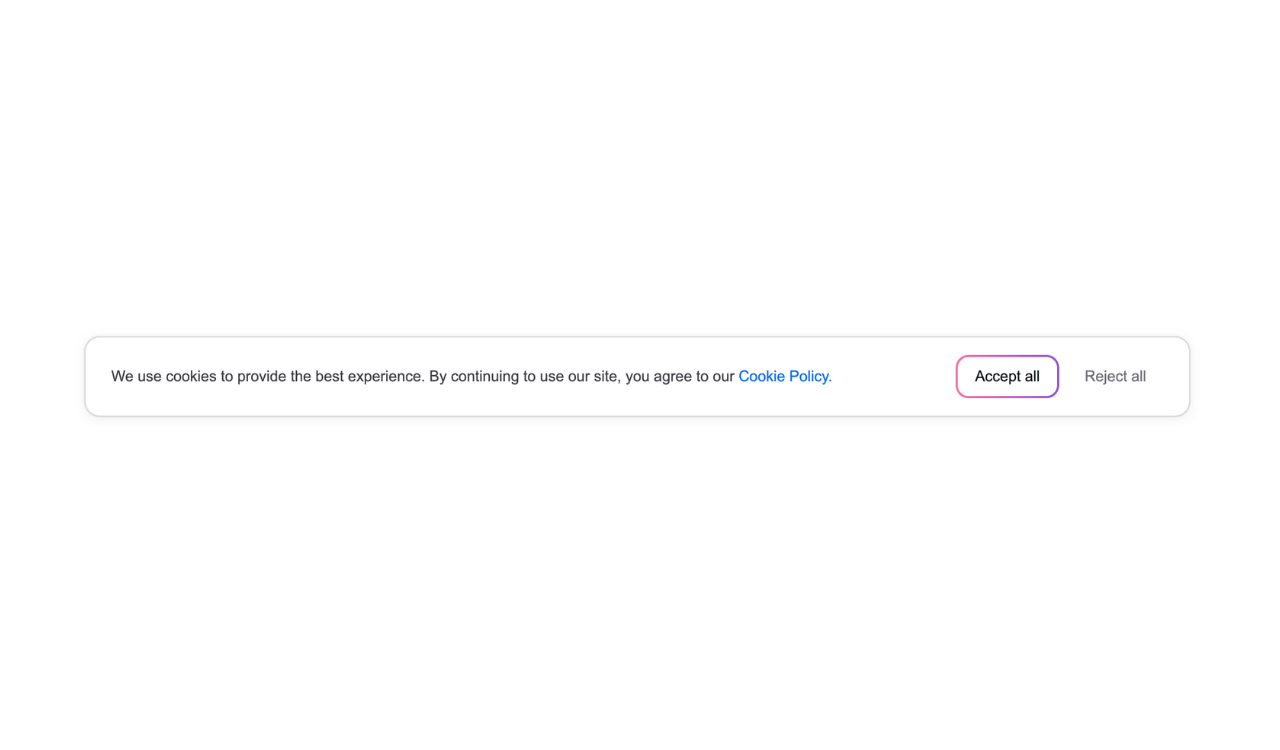 A banner to collect user consent built with Hero UI.
