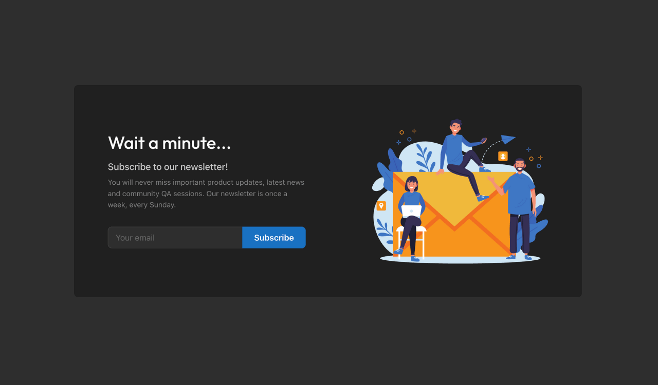 A email banner component built with Mantine.