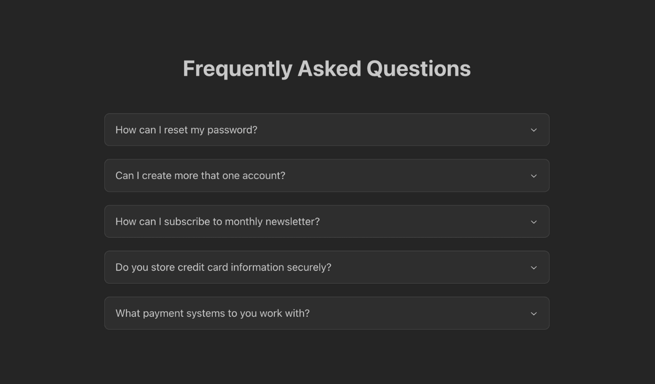 A simple FAQ section built with Mantine.