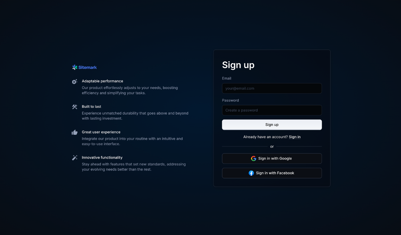 A sign-up side component using Material UI components and Croct.
