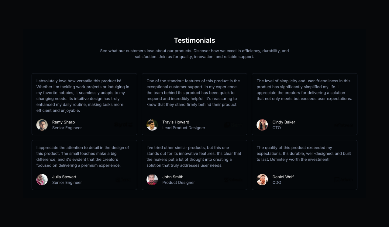 A testimonials section using Material UI components and Croct.